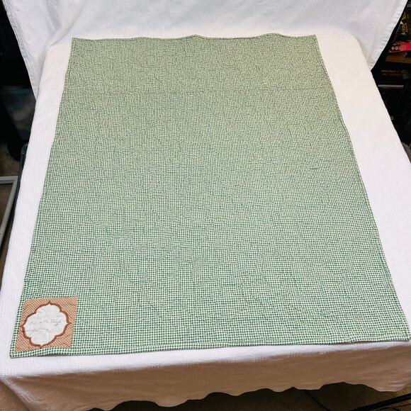 Baby Quilt Jungle Babies Green Brown Yellow 46.5" x 37.5" Green Gingham Backing - Picture 7 of 10